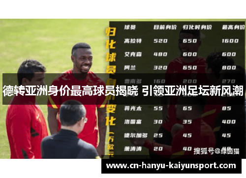 德转亚洲身价最高球员揭晓 引领亚洲足坛新风潮